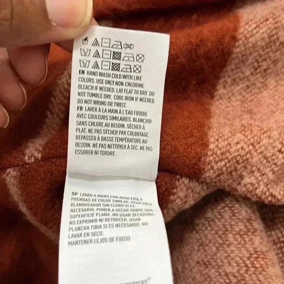 American Eagle Rust Striped Fringe Poncho Shawl Size One Size - Picture 7 of 8